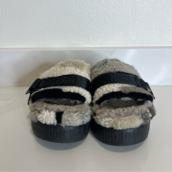 UGG Fluffita Cali Collage Women's Faux Fur Shearling Slide Sandals Gray Size 7 - Picture 6 of 12